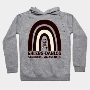 Ehlers-Danlos Syndrome Awareness Ribbon Black Boho Rainbow Hoodie